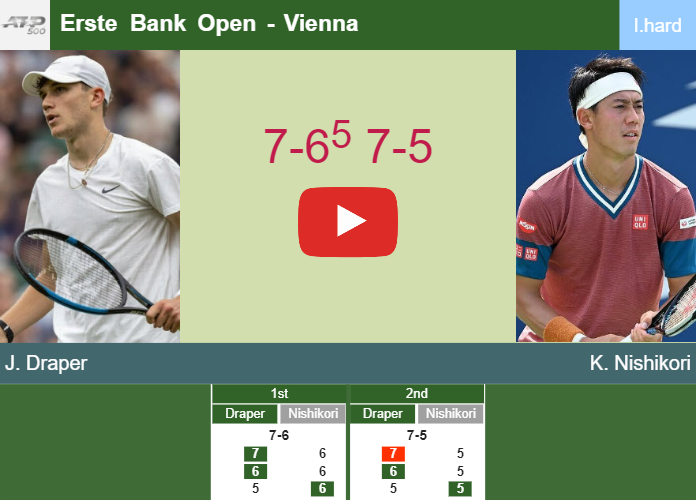 ATP Vienna 2024: Draper vs Nishikori First Round Prediction and H2H Stats