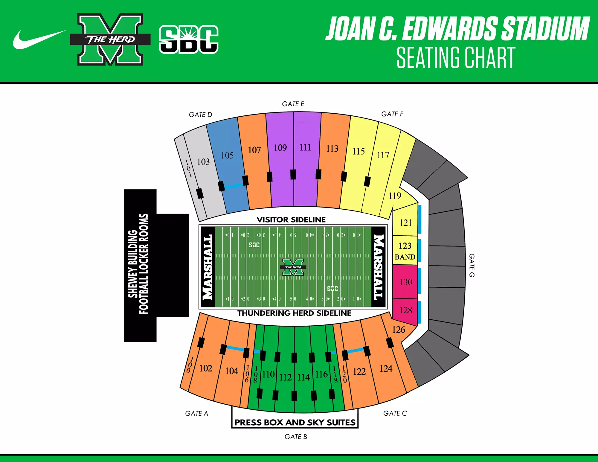 Interactive Joan C. Edwards Stadium Seating Chart for Marshall Events & Football