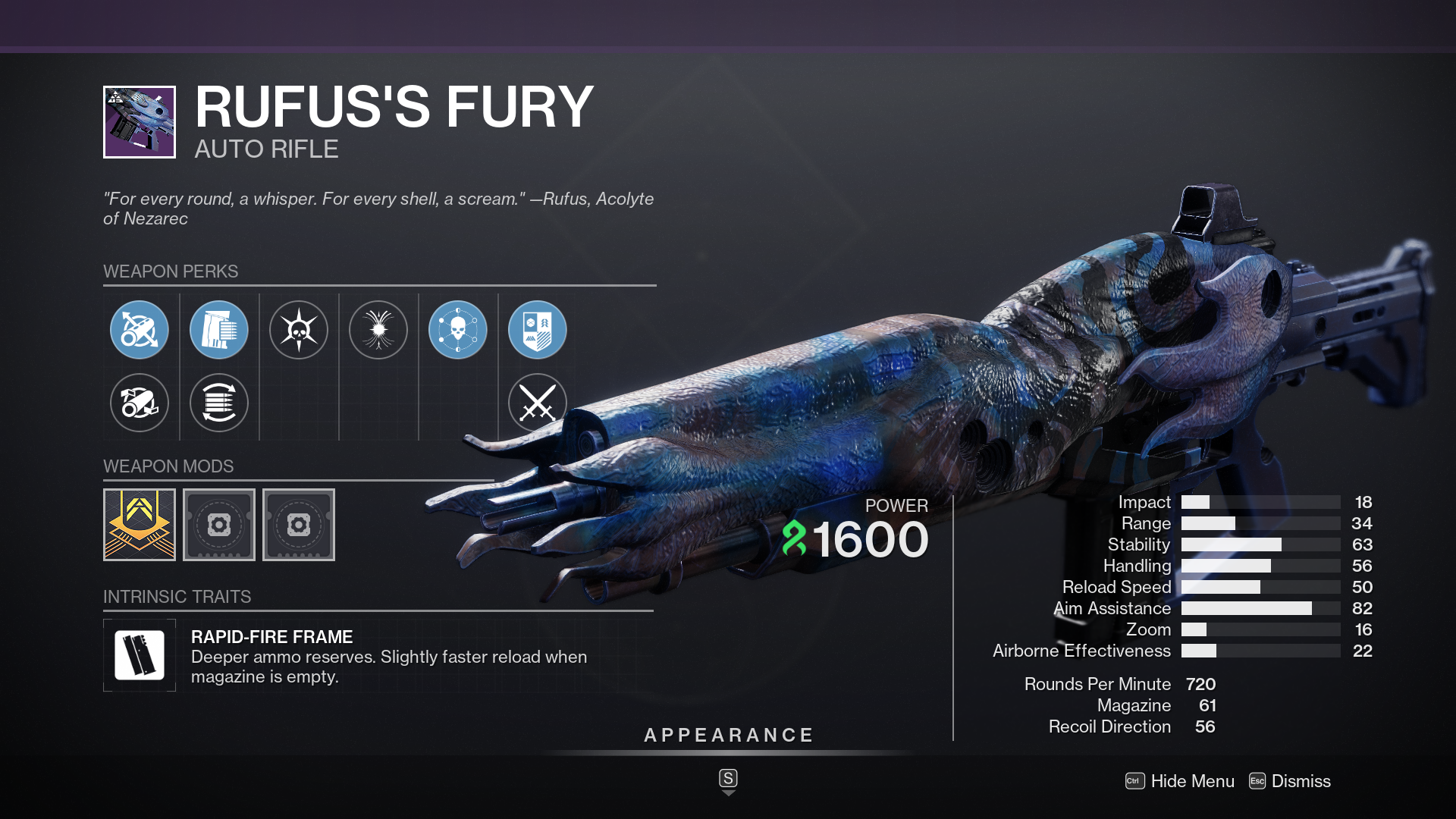 Destiny 2 Rufuss Fury God Roll PVE: Best Perks and How to Get It