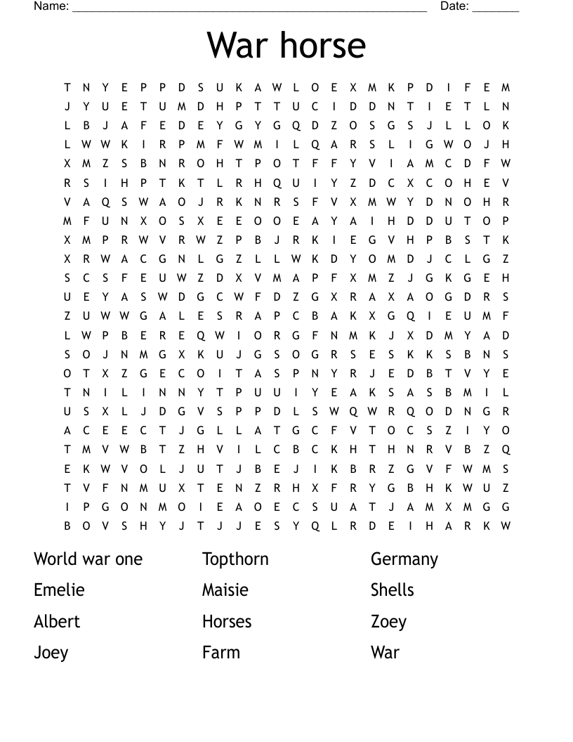 War Horse Crossword Puzzle: How Well Do You Know the Story?