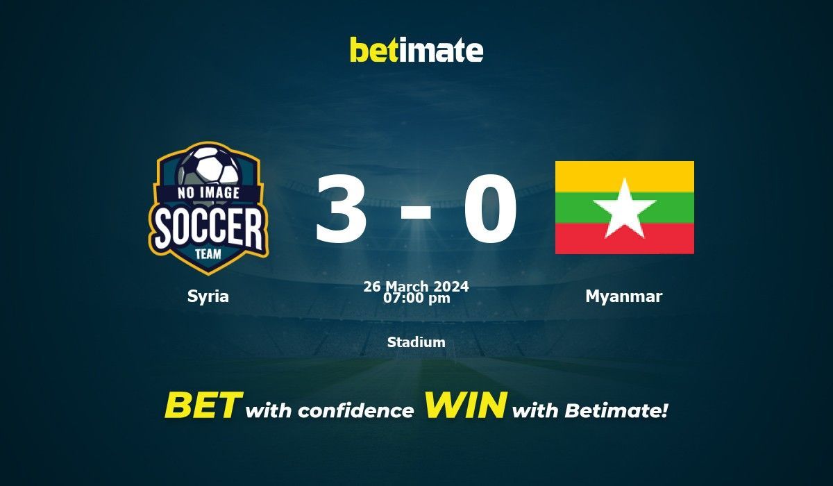 Syria vs Myanmar Prediction: Simple betting guide and match analysis for the game.